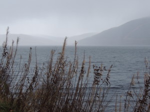 Loch Ness with the mist rolling in.