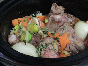 Slow cooker loaded up and ready to go