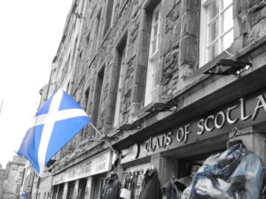 The Saltire flapping in the breeze. I stopped and bought myself a full-sized one. It seemed necessary