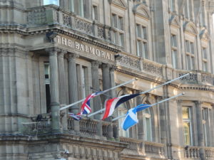 The flags were half mast outside the Balmoral for the Paris attacks. 